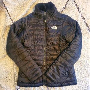 Northface black reversible mossbud fleece puffer coat girls Medium